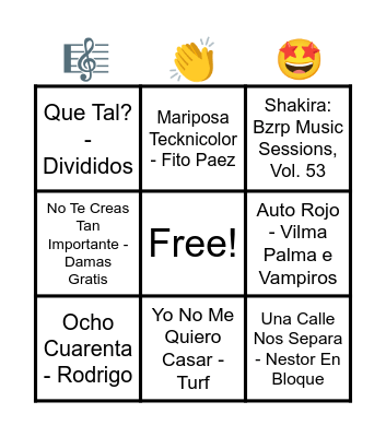 Bingo Musical Bingo Card