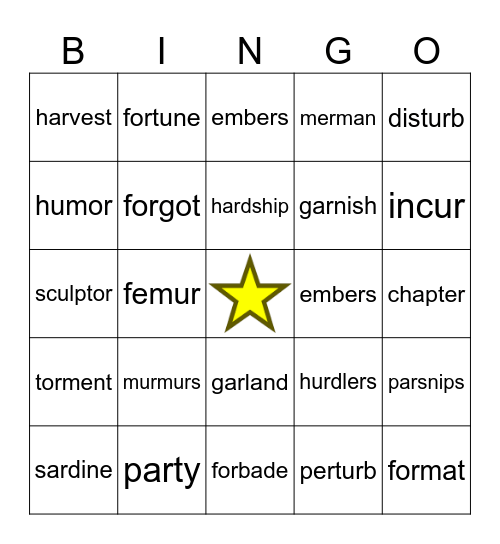 R-Controlled Vowels #3 Bingo Card