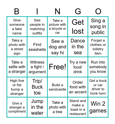 Ocho Rios Girl's Trip Bingo Card