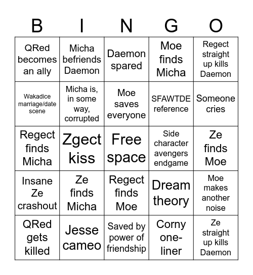 A Regected Bingo Card Bingo Card