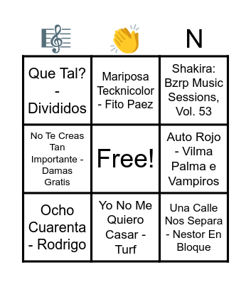 Bingo musical Bingo Card