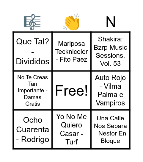 Bingo musical Bingo Card