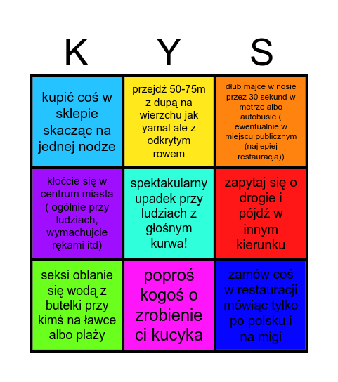 Majki Bingo Card