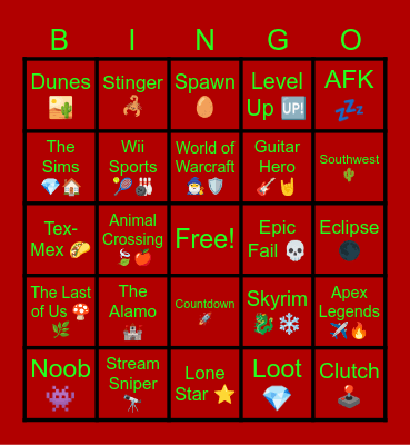 Scorpion Bingo Card
