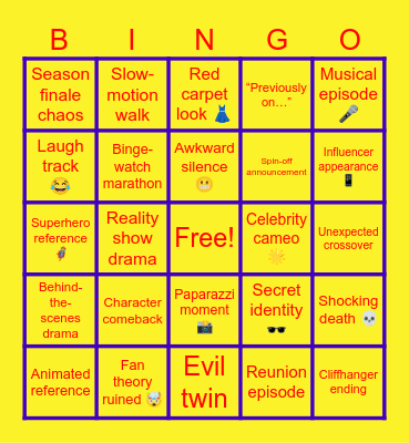 TV & Pop Culture Bingo Card