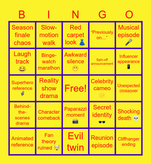 TV & Pop Culture Bingo Card