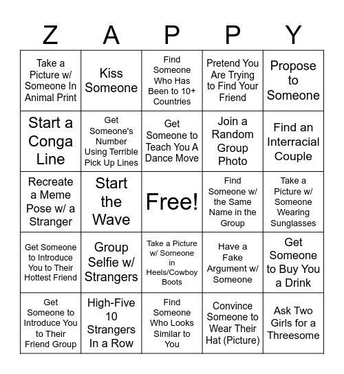 Friday Night Get Lit Bingo Card