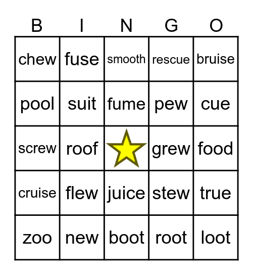 long u vowel teams Bingo Card