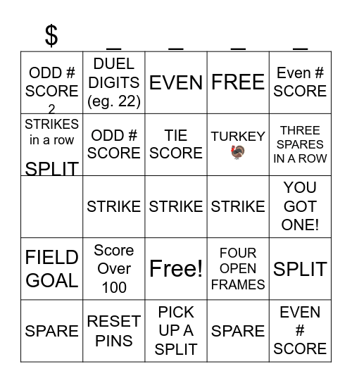Bowling for Bingo Card