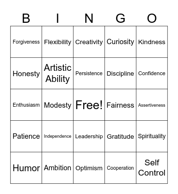 Strength Bingo Card