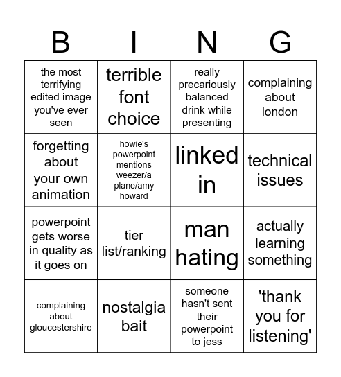 POWERPOINT NIGHT BINGO Card