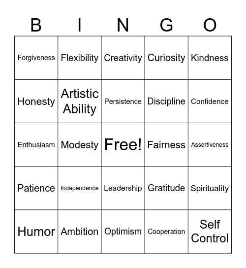 Strength Bingo Card