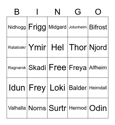 Norse Mythology Ch 1-4 Bingo Card