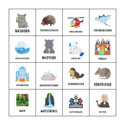 AFE II - WORTSCHATZ Bingo Card