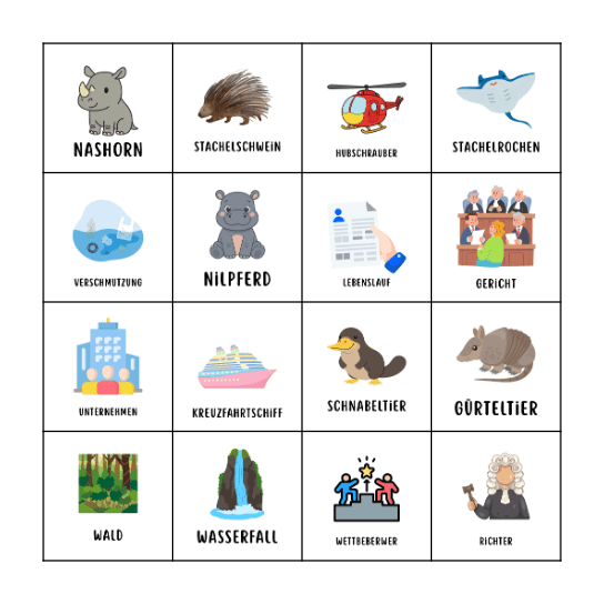 AFE II - WORTSCHATZ Bingo Card