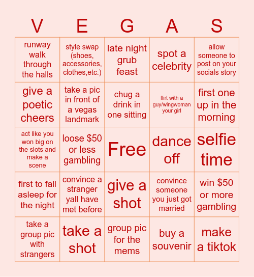 VIVA LAS VEGAS Bingo Card