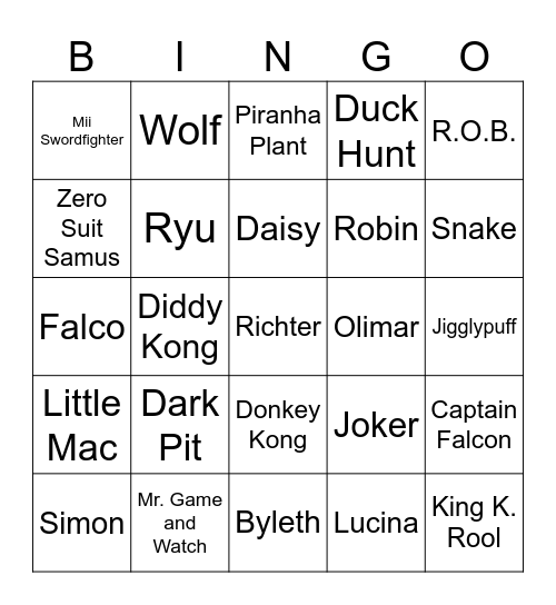 ulty Bingo Card