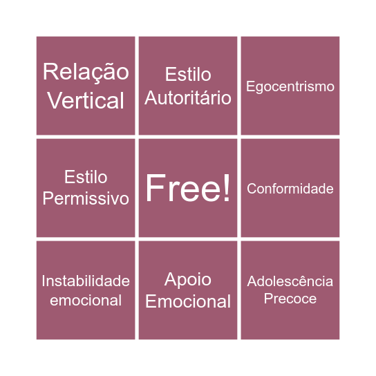 Compreender para acompanhar Bingo Card