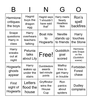 Harry Potter: Sorcerer's Stone Bingo Card