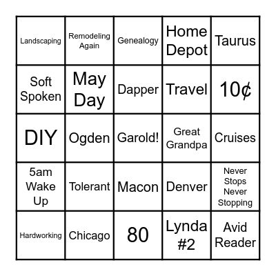 Birthday Bingo Card