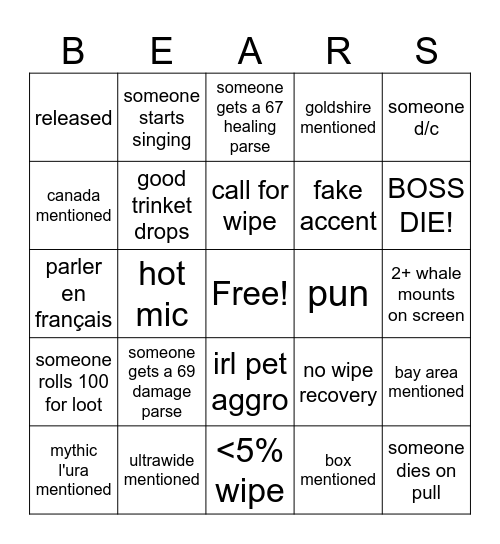 Reclear Bingo Card