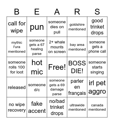 Reclear Bingo Card