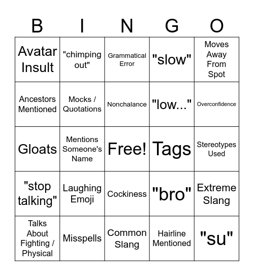 Jalen Bingo Card