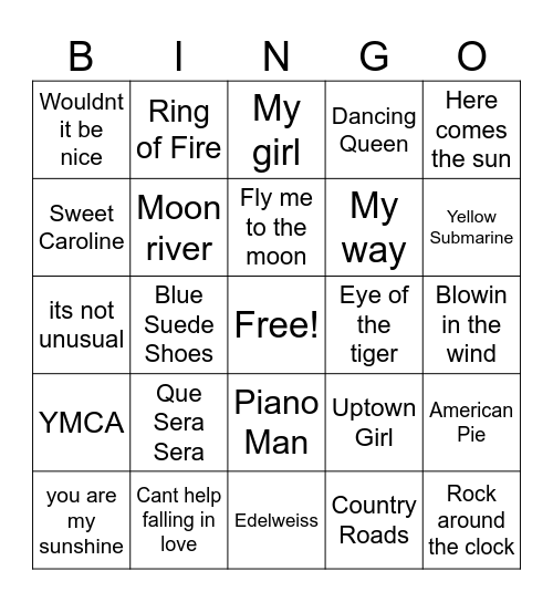 Music BINGO Card