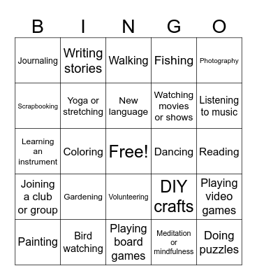 Hobbies! Bingo Card