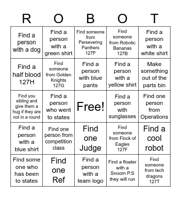 Robotics Bingo Card