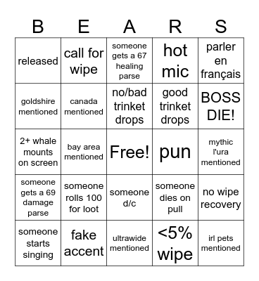 Reclear Bingo Card
