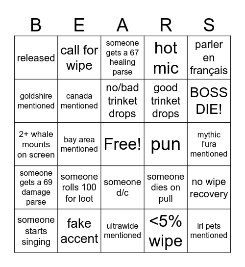 Reclear Bingo Card