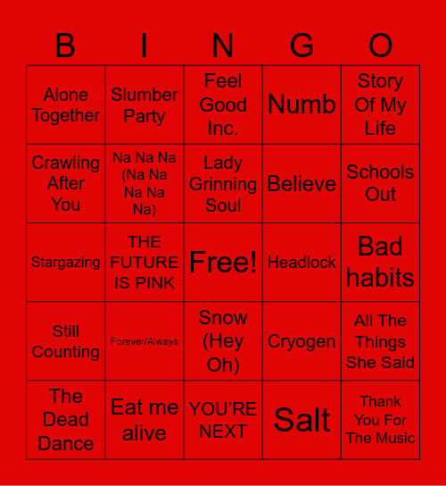 Tonight Tonight Tonight Tonight Tonight Tonight Tonight Tomorrow Tonight Tonight Tonight Tonight Bingo Card