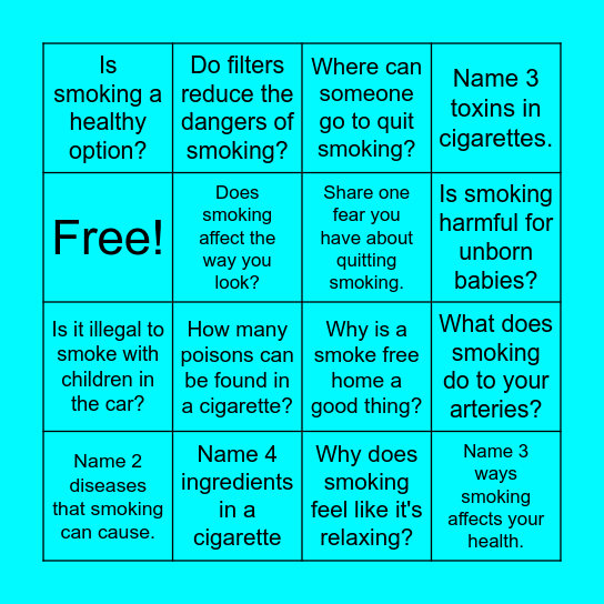 DON'T SMOKE BINGO Card