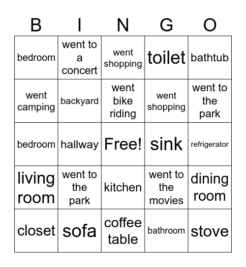 Smart English Bingo Card