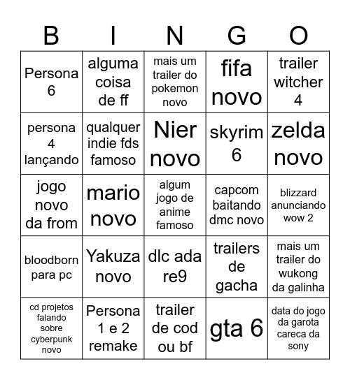 Bingo Card - Summer Game Fest 2026 Bingo Card