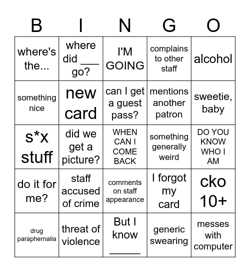 bad kid bingo Card