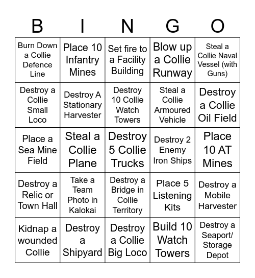 Parti Bingo Card