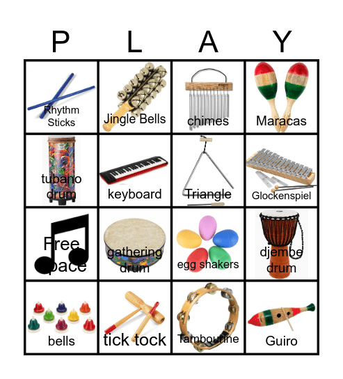 Music Classroom Instruments 2 Bingo Card