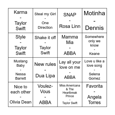 MUSIC MUSIC MUSIC Bingo Card