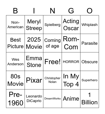 LetterBoxd Bingo Card