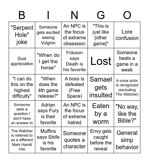 Darksiders Bingo Card