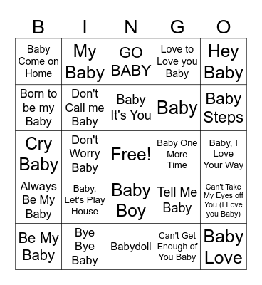 BABY Bingo Card