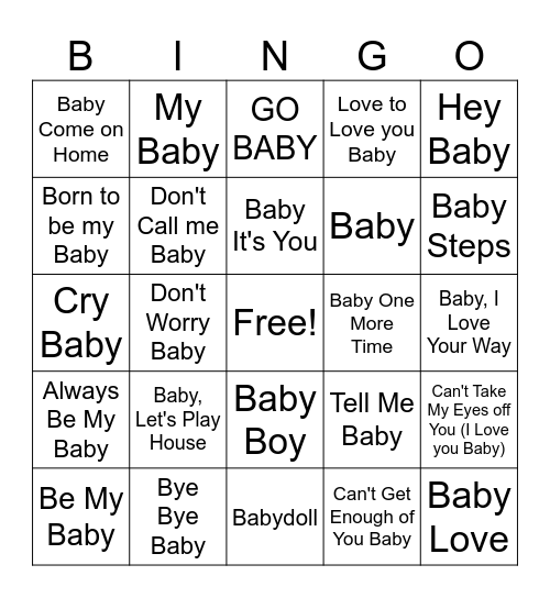 BABY Bingo Card