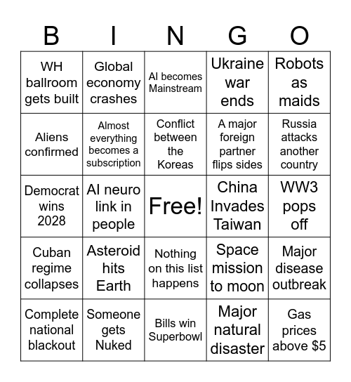 By 2030 Bingo Card