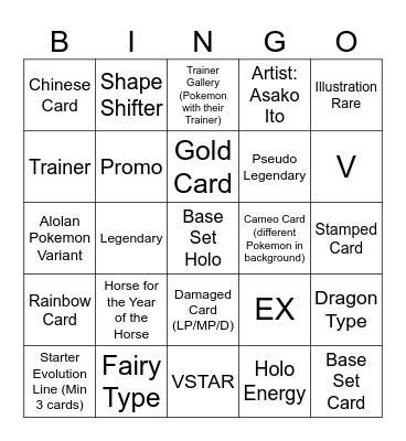 Card Show Bingo Card