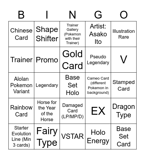 Card Show Bingo Card