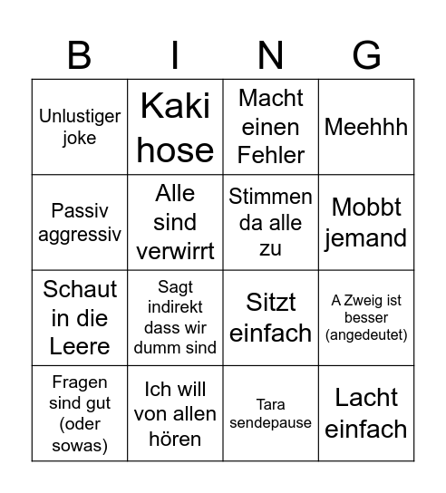 Mathe bingo Card