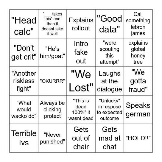 Pchal daily bingo Card