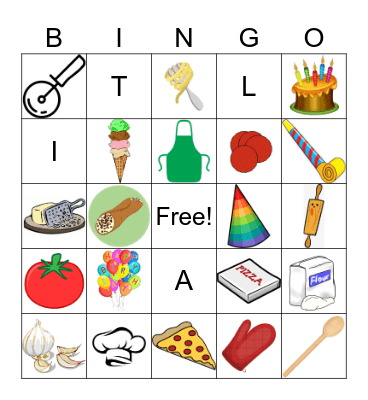 Italian Food Bingo Card